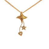 Yellow Gold Charm Necklace with Round Cut Diamonds