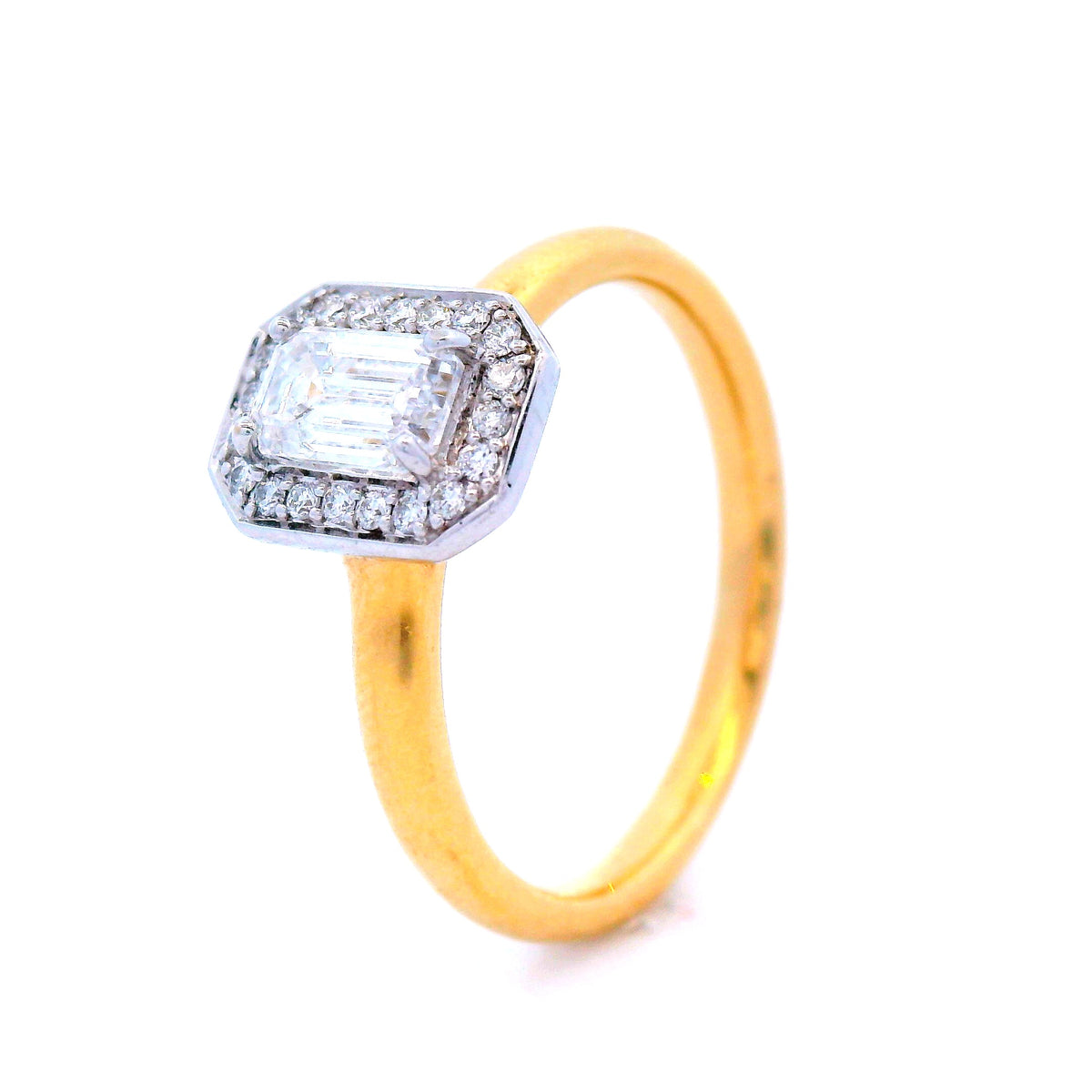 Diamond Radiant Engagement Ring in 18ct Yellow and White Gold