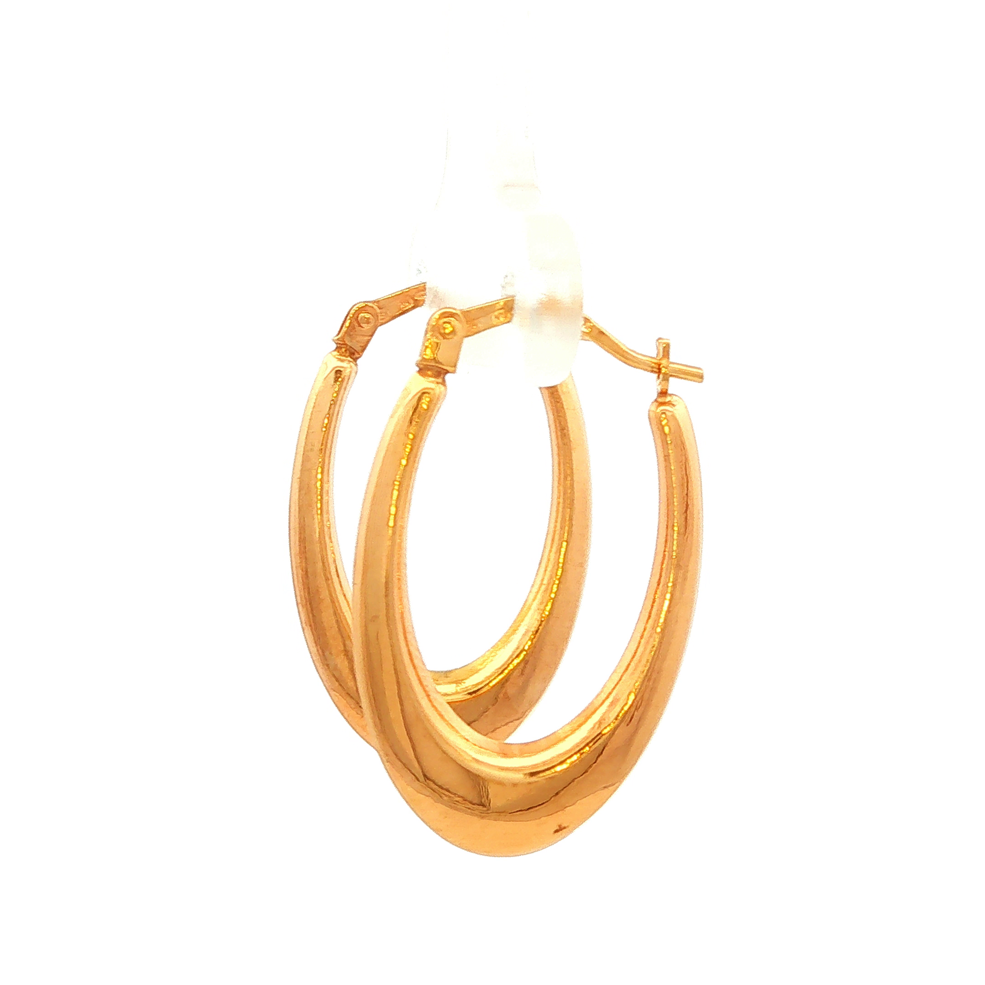 Oval Profile Progressive Concave Tub Hoop Earring in Yellow Gold