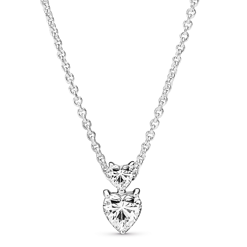Heart sterling silver collier with clear cubic zirconia