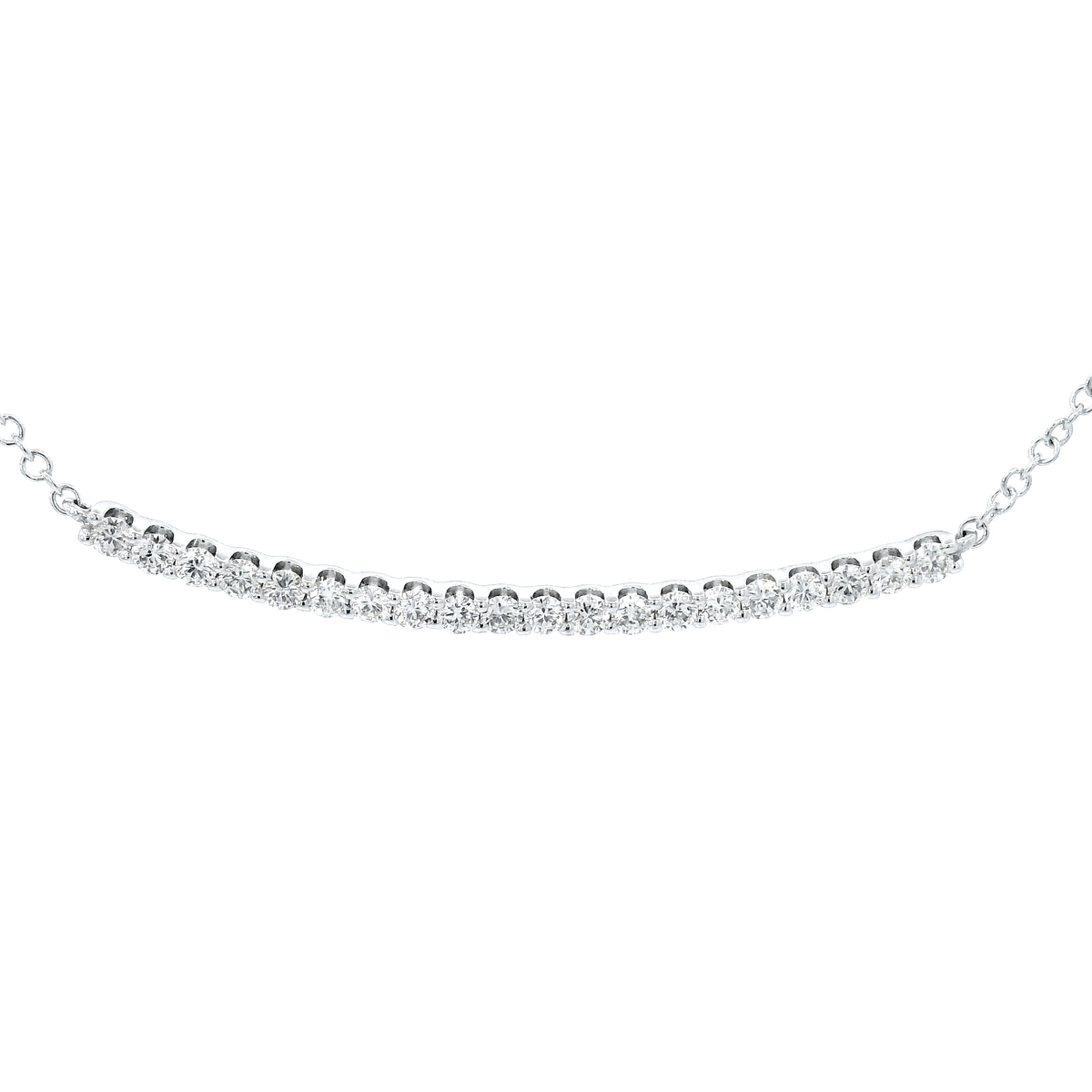 White Gold Diamond Set Bar Pendant Necklace