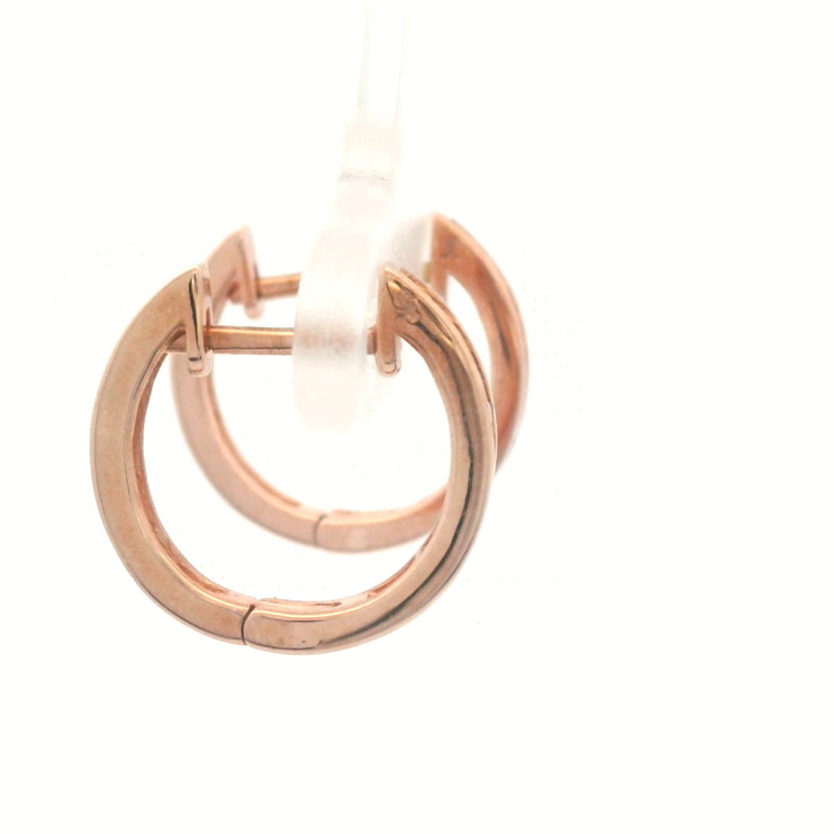 Diamond Set Round Huggie Earrings in Rose Gold