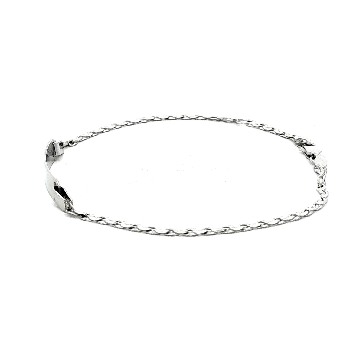 Diamond Cut Curb Bracelet in White Gold