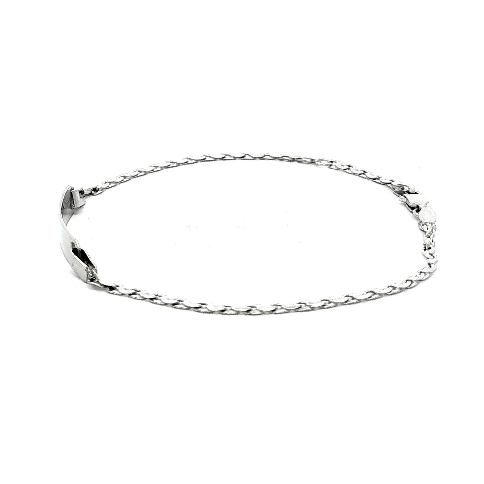 Diamond Cut Curb Bracelet in White Gold