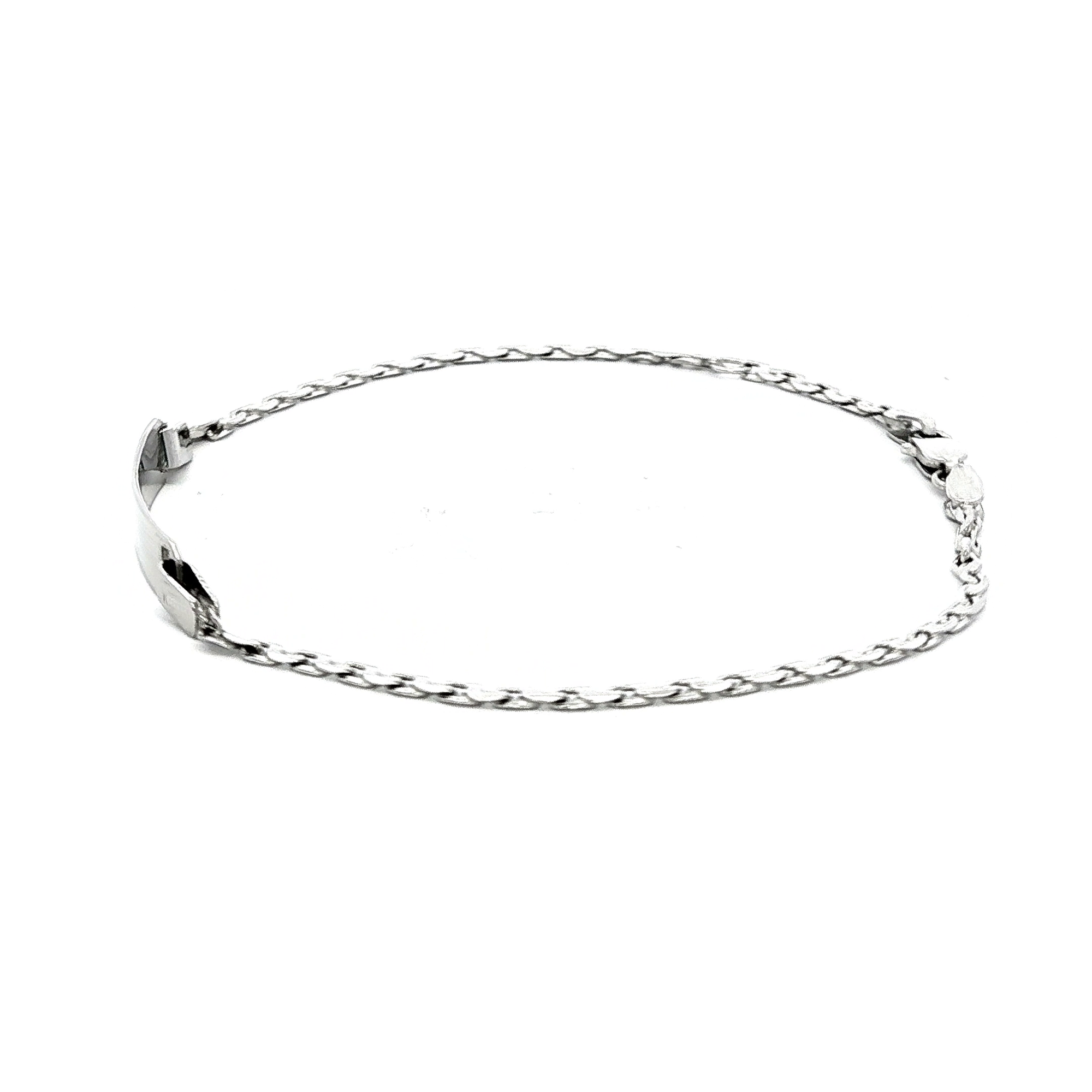 Diamond Cut Curb Bracelet in White Gold