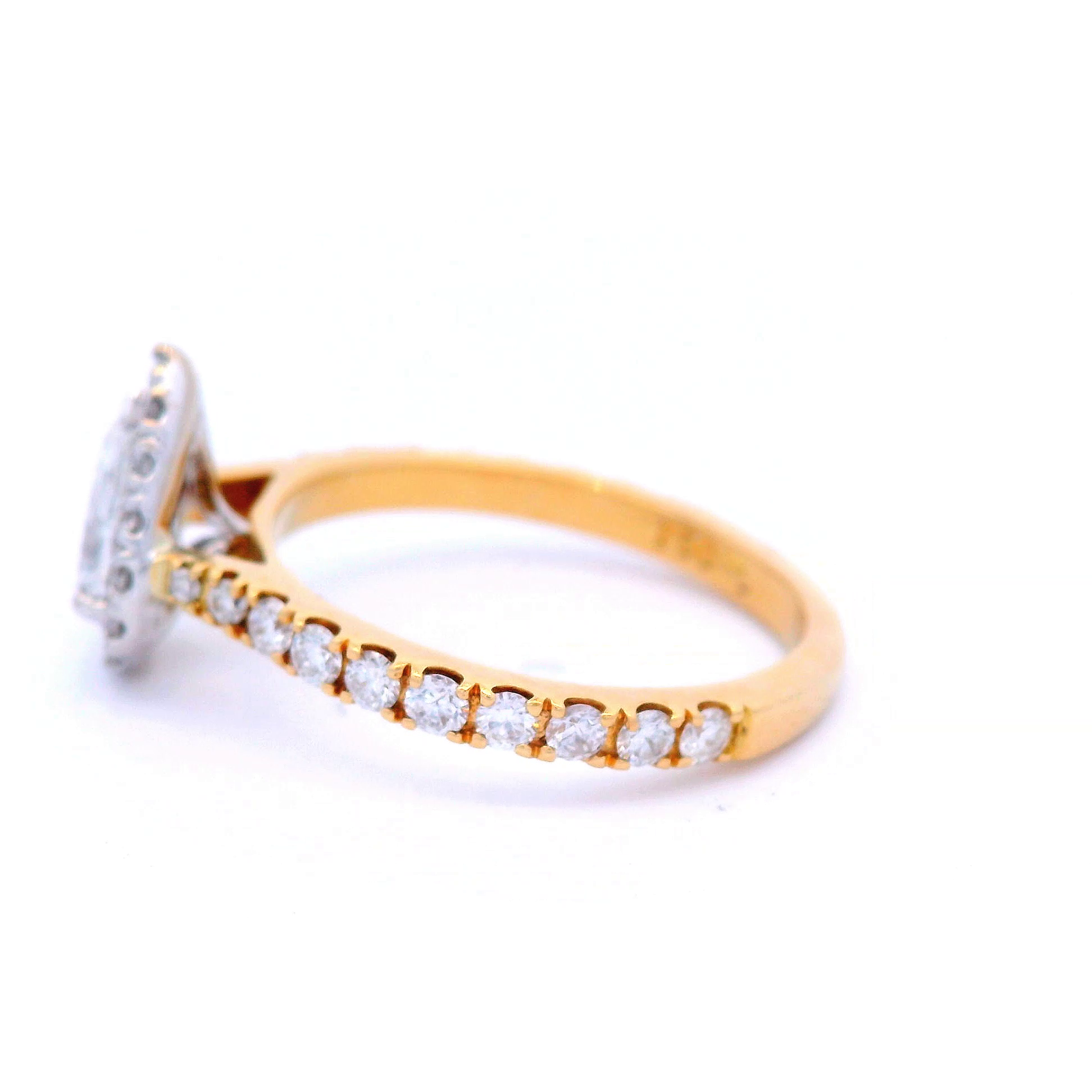 Halo Set Pear Engagement Ring Set in Yellow Gold