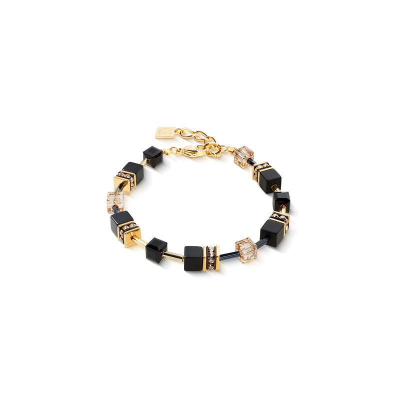 Coeur de Lion GeoCube Natural Onyx & Gold Bracelet