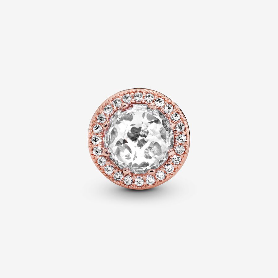 14k Rose gold-plated charm with clear cubic zirconia
