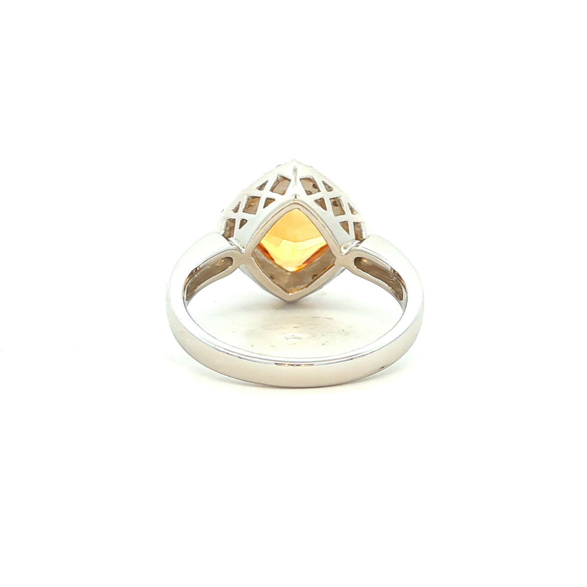 Citrine and Diamond Ring in White Gold