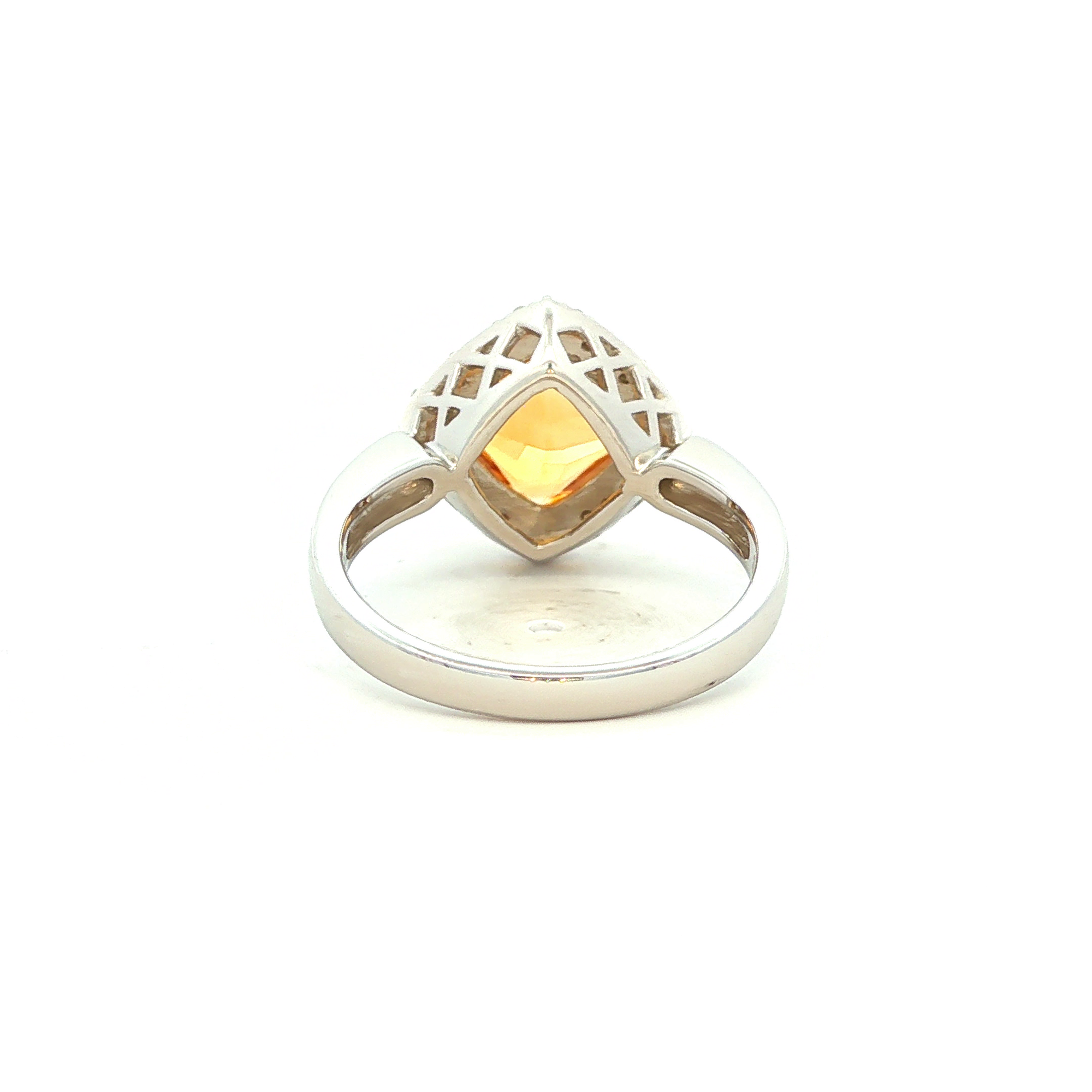 Citrine and Diamond Ring in White Gold