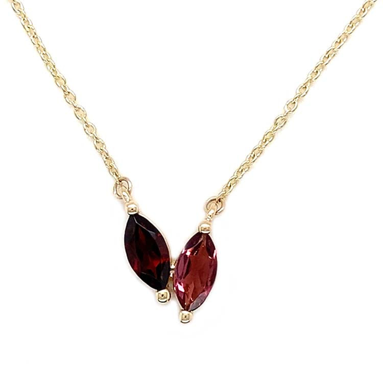 Garnet and Pink Tourmaline Necklace in 9ct Yellow Gold