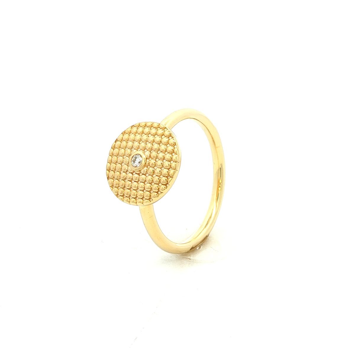 Textured Disc Dress Ring in Yellow Gold