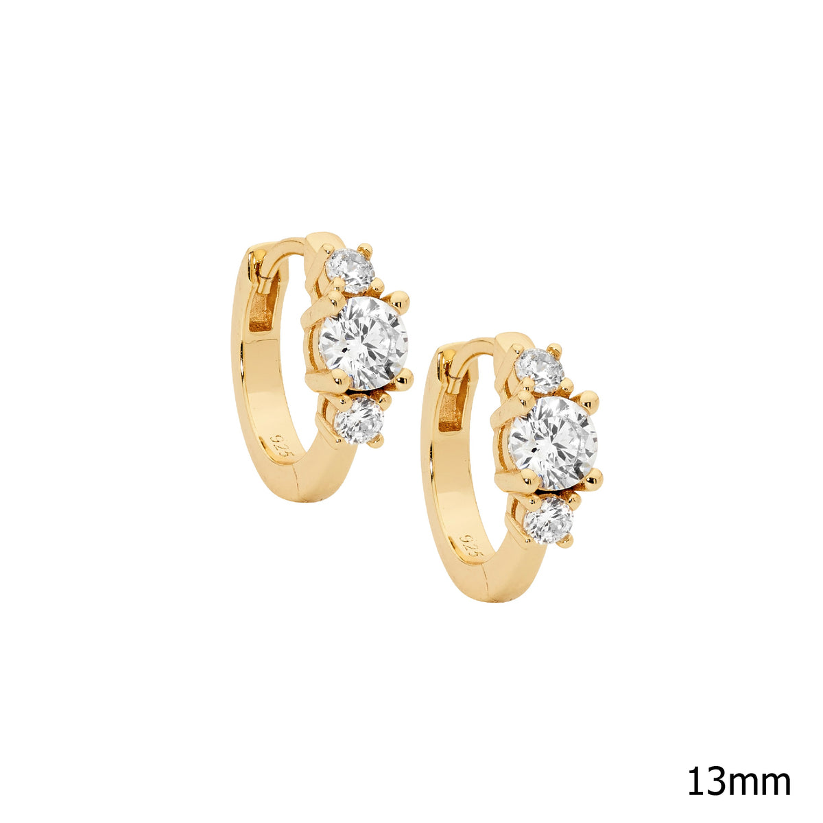 Ellani Sterling Silver & Gold Plated CZ Hoop Earring