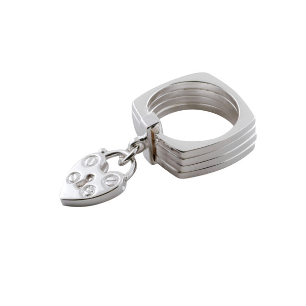 Von Treskow Sterling Silver 4 Stack Padlock Ring