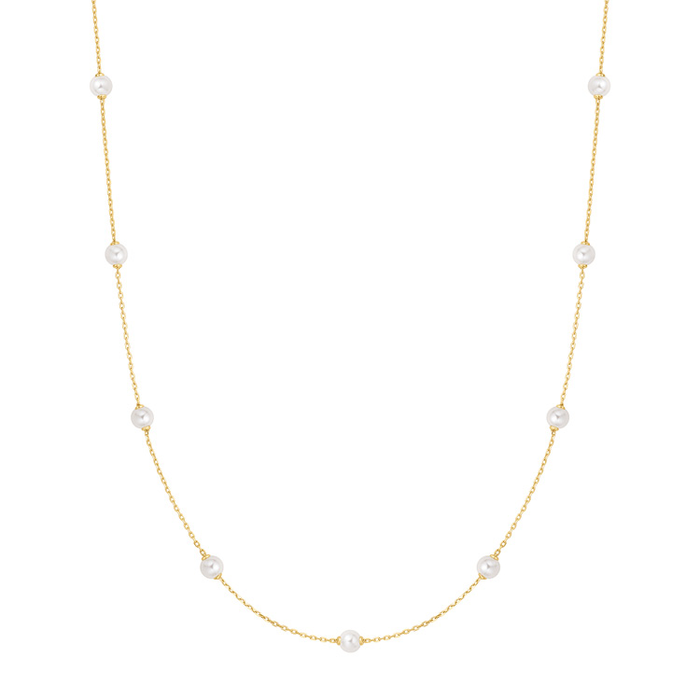 Ania Haie Gold Shell Pearl Station Chain Necklace