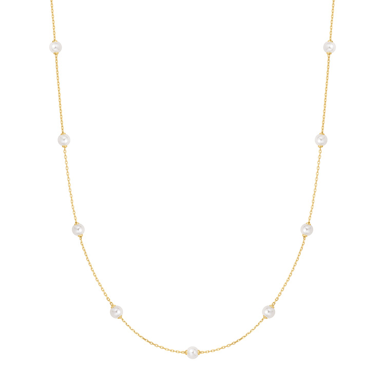 Ania Haie Gold Shell Pearl Station Chain Necklace