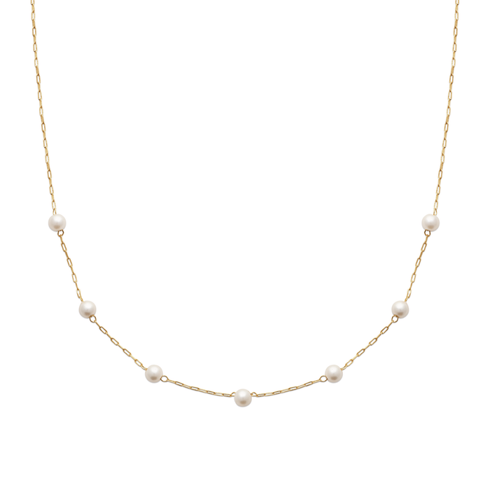 18ct YG Plated Alloy Station Pearl Chain