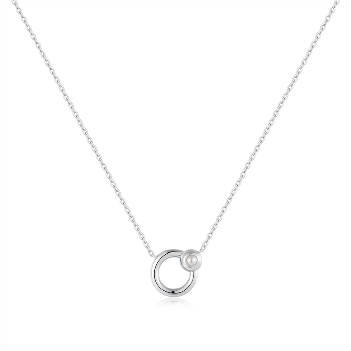 Silver Hoop Freshwater Pearl Necklace