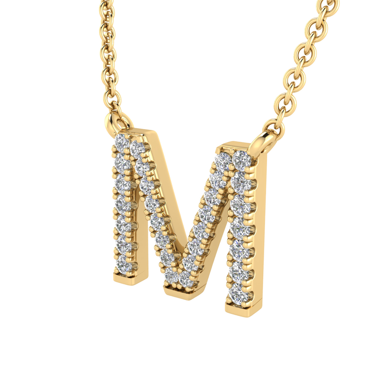 Diamond Set "S" Initial Necklace in 9 carat Yellow Gold
