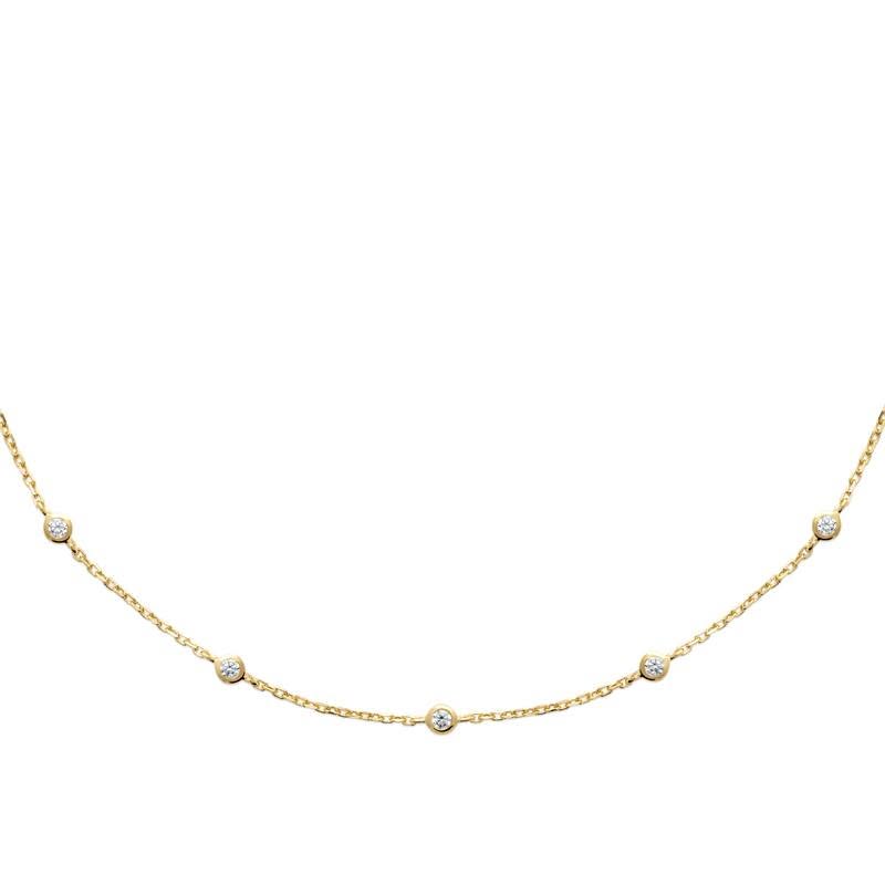 18K Yellow Gold Plated Alloy Stationed Cubic Zirconia Necklace
