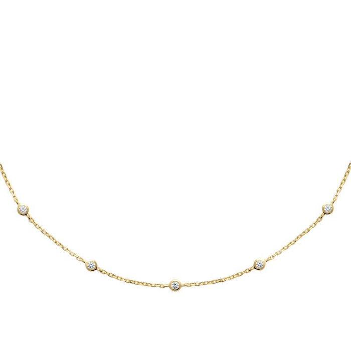 18K Yellow Gold Plated Alloy Stationed Cubic Zirconia Necklace