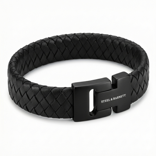 Steel & Barnett Elliot - Black 18mm Leather Bracelet