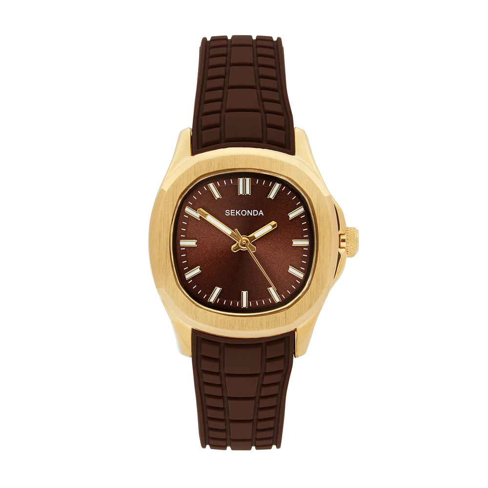 Sekonda Octaire Brown Dial Brown Silicone Womens Watch