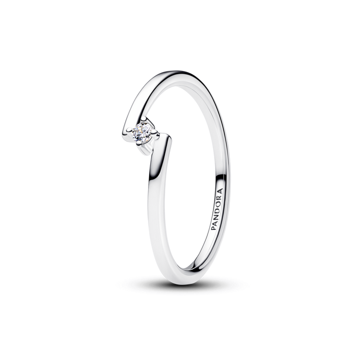 Sterling Silver Ring with Clear Cubic Zirconia