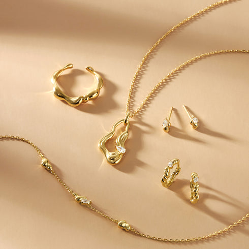 Silver Twisted Wave Stud Earrings