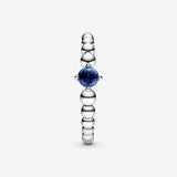 September Royal Blue Silver Ring with Man-Made Royal Blue Crystal