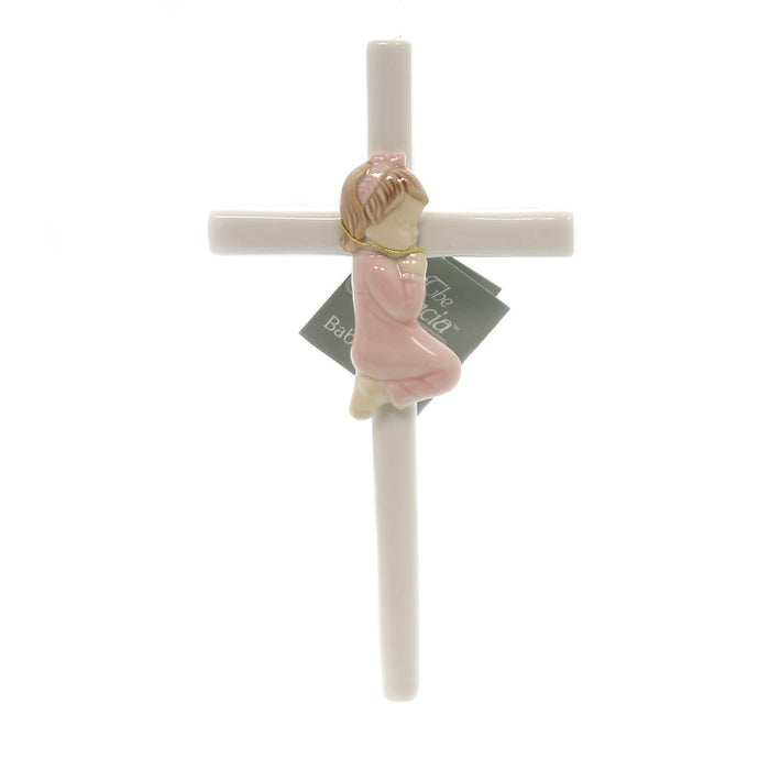 Praying Baby Girl Cross | Porcelain
