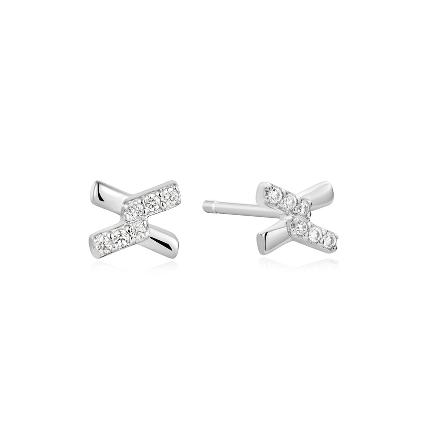 Anie Ahoie Gold Cross Cubic Zirconia Studs