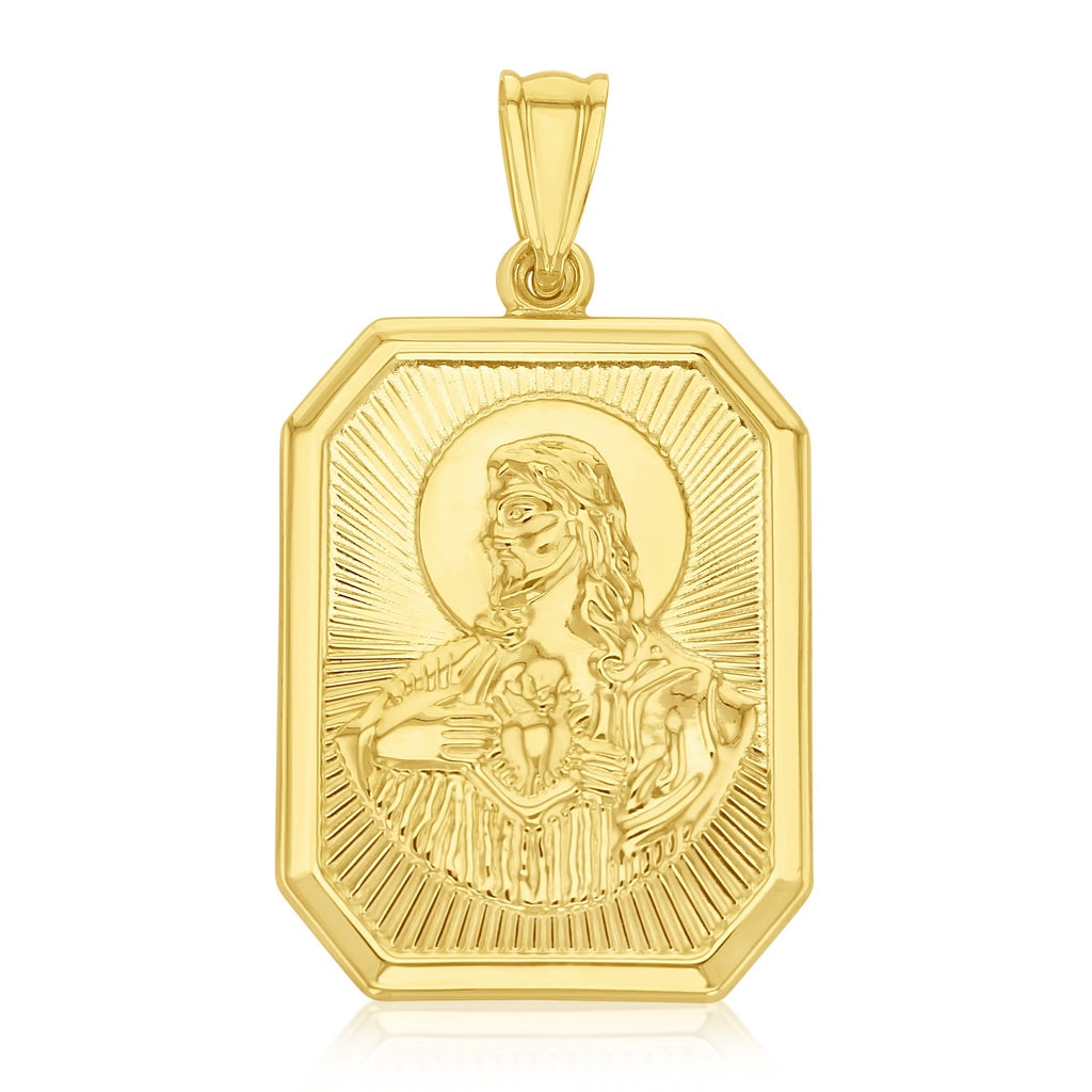 Large Jesus Medallion Pendant in Yellow Gold