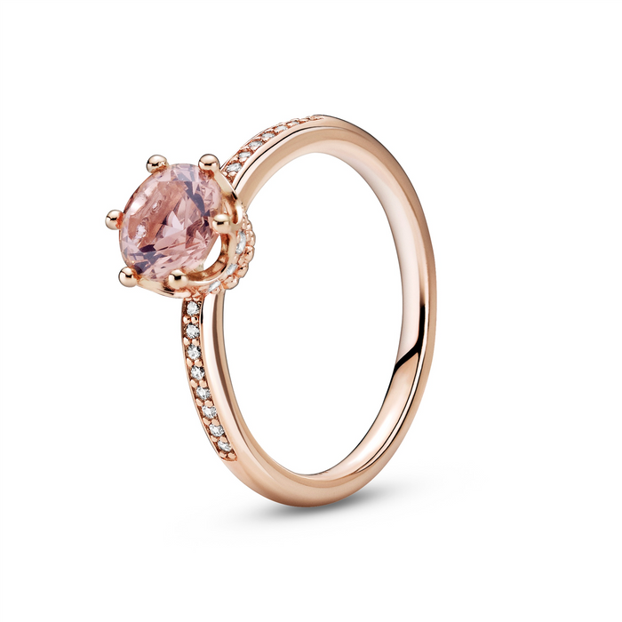 Pandora Rose Pink Sparkling Crown Ring w Pink Crystal & CZ