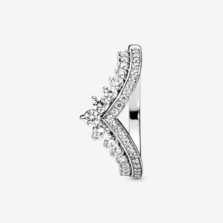 Tiara wishbone 14k gold-plated ring with clear cubic zirconia