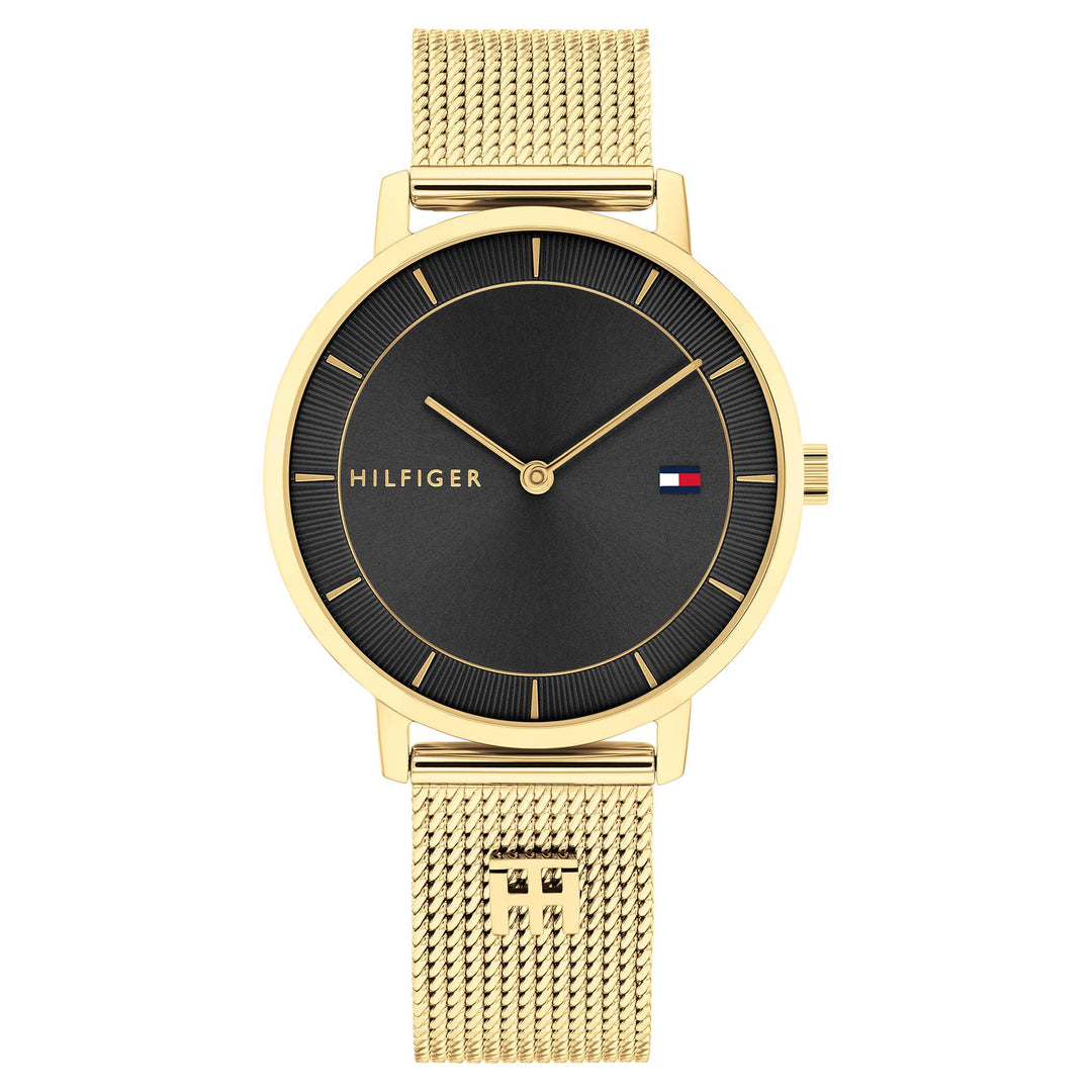 Tommy Hilfiger Gold Steel Mesh Black Dial Women's Watch