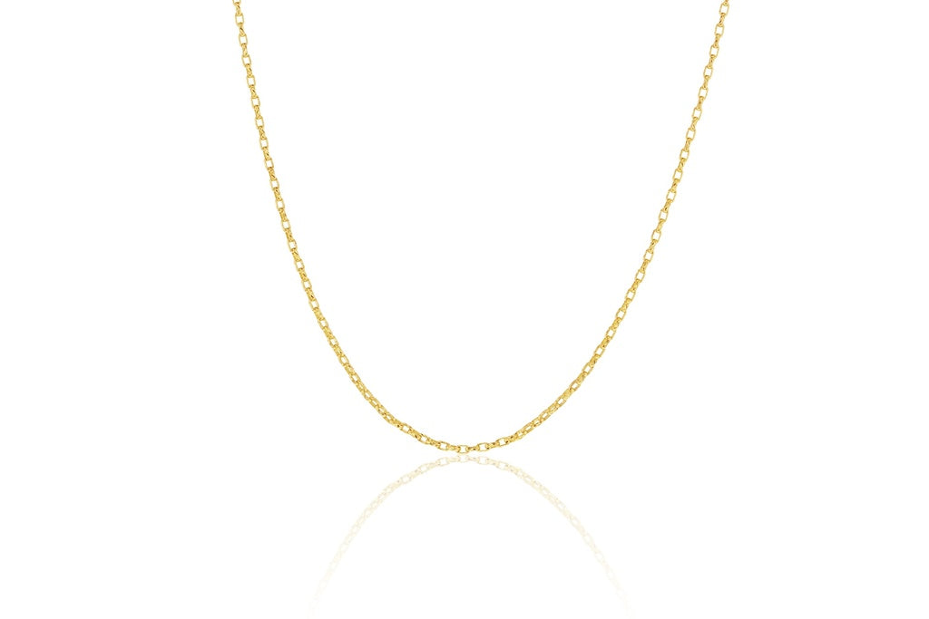 Solid Diamond Cut Oval Belcher  in Yellow Gold