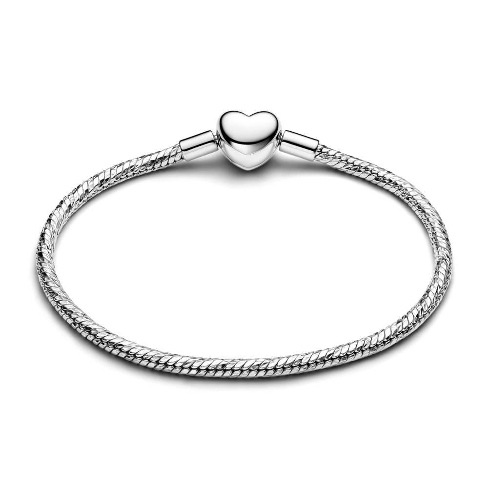 Faceted snake chain sterling silver bracelet with engravable heart clasp