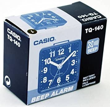 Casio Alarm Clock with Black Case and Dial. Model: TQ-140-1