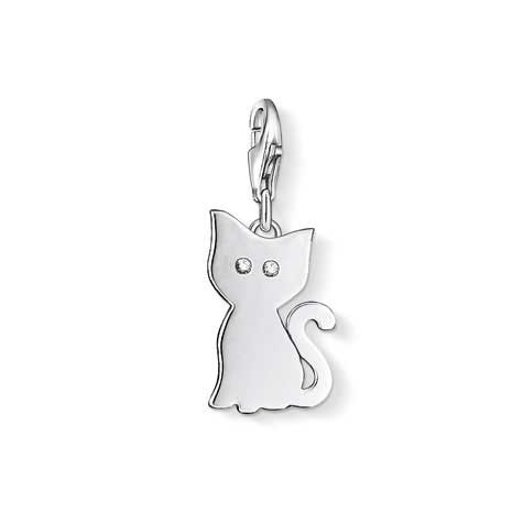 Thomas Sabo Kitty / Cat Charm Pendant in Sterling Silver set with Cubic Zirconias.