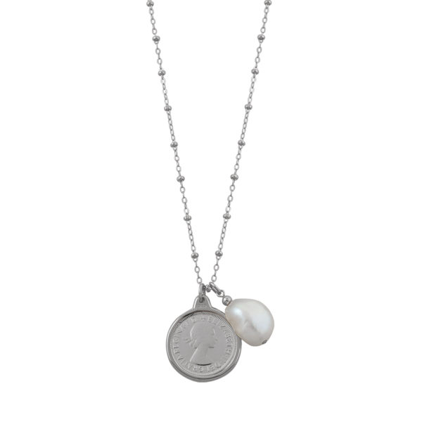 Von Treskow Rosario Necklace with Sixpence & Baroque Pearl