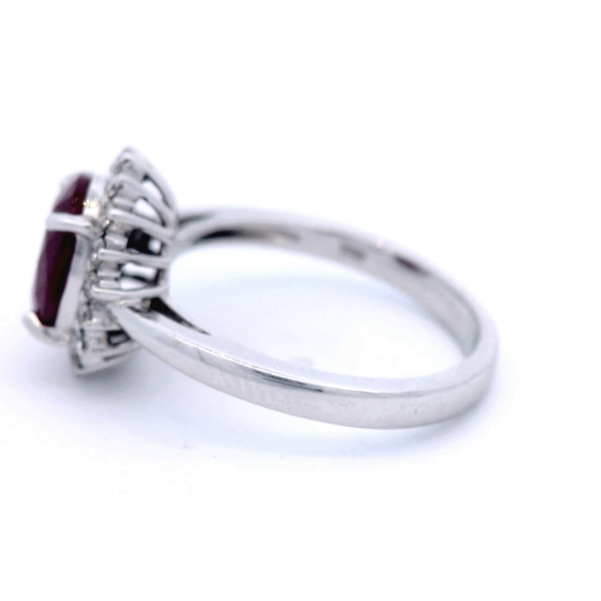 Natural Ruby and Diamond Set in White Gold Dress Ring