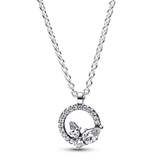 Herbarium cluster sterling silver collier with clear cubic zirconia