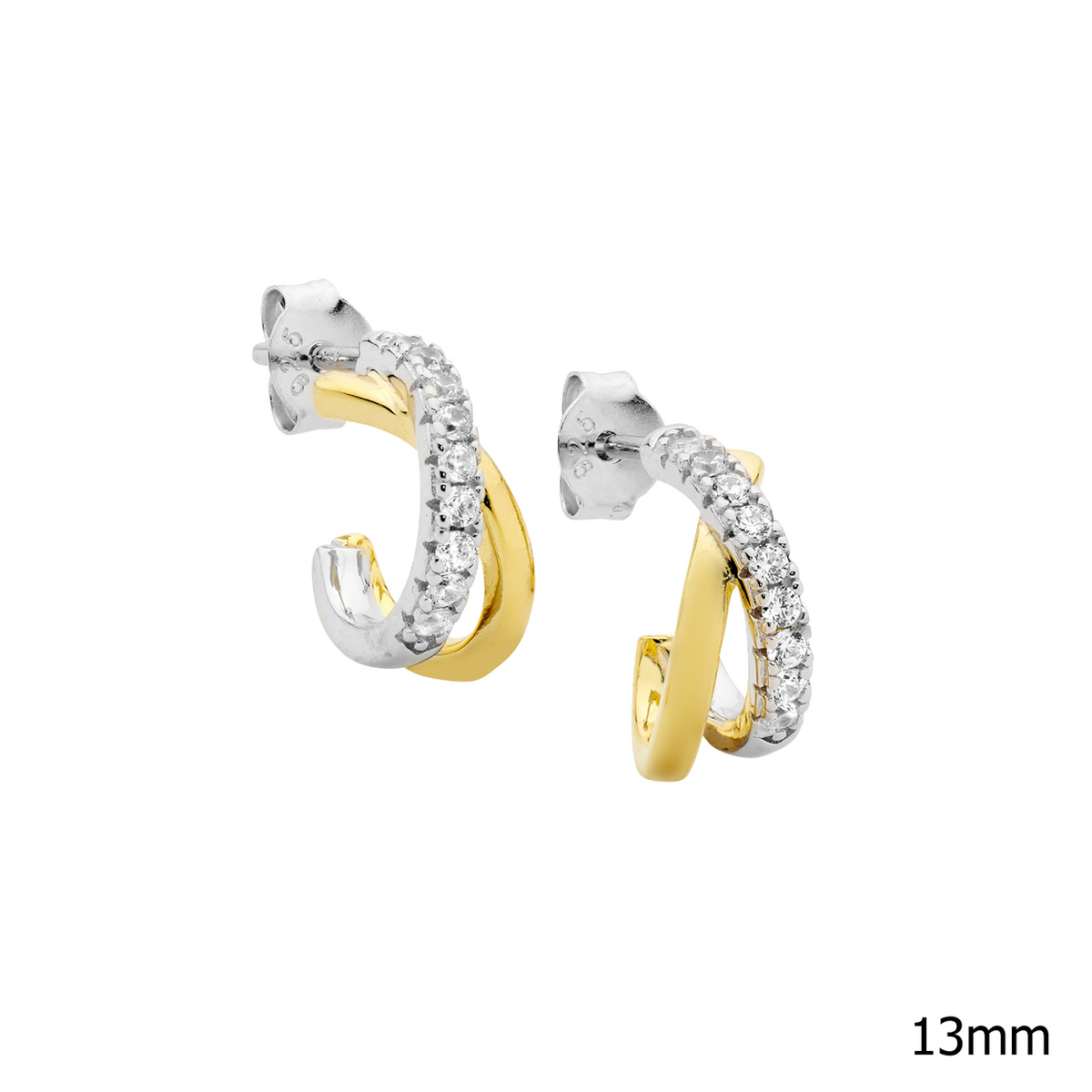 Ellani Cross Over Hoops Set with Cubic Zirconias.