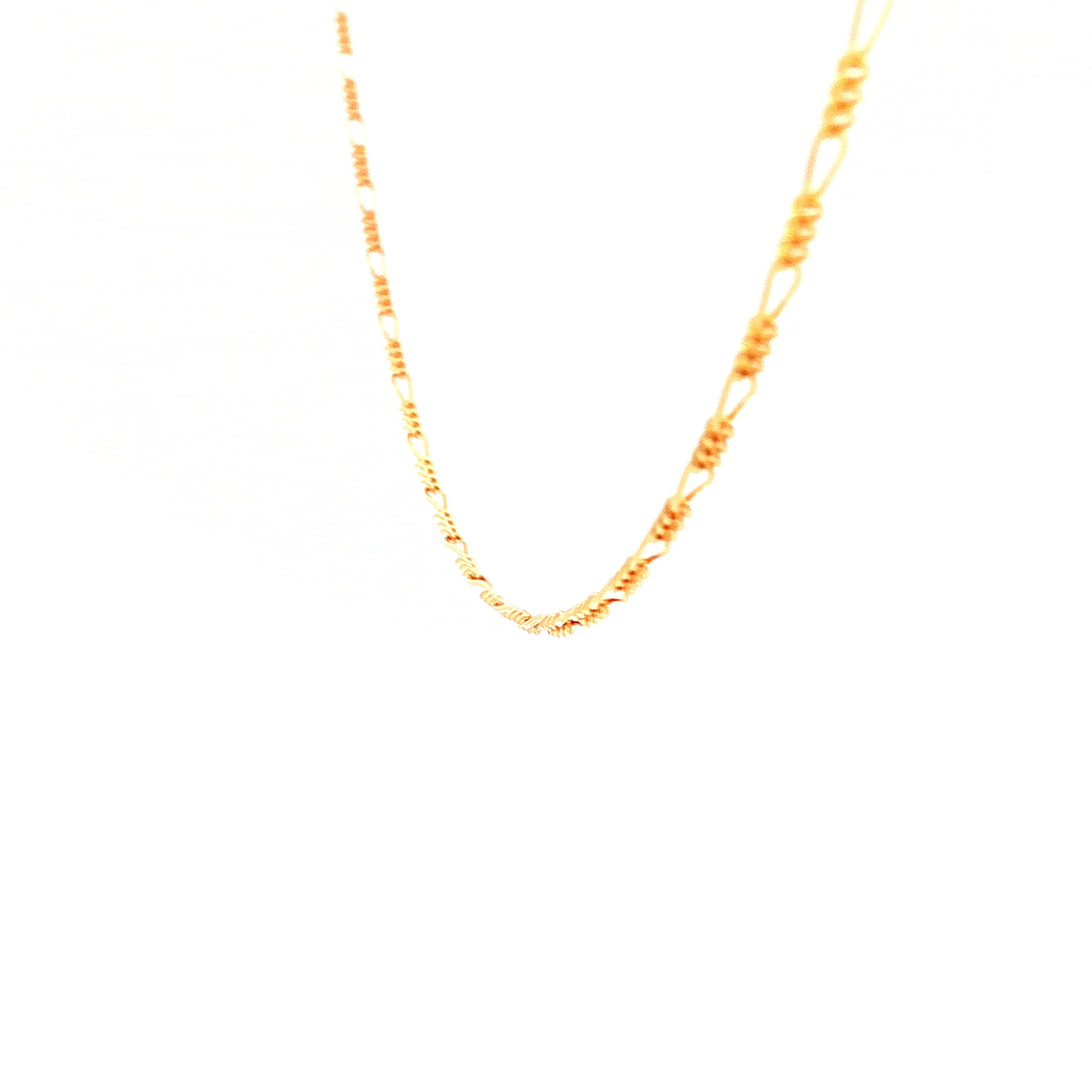 2 Sided 3+1 Figaro Link Necklace in Yellow Gold