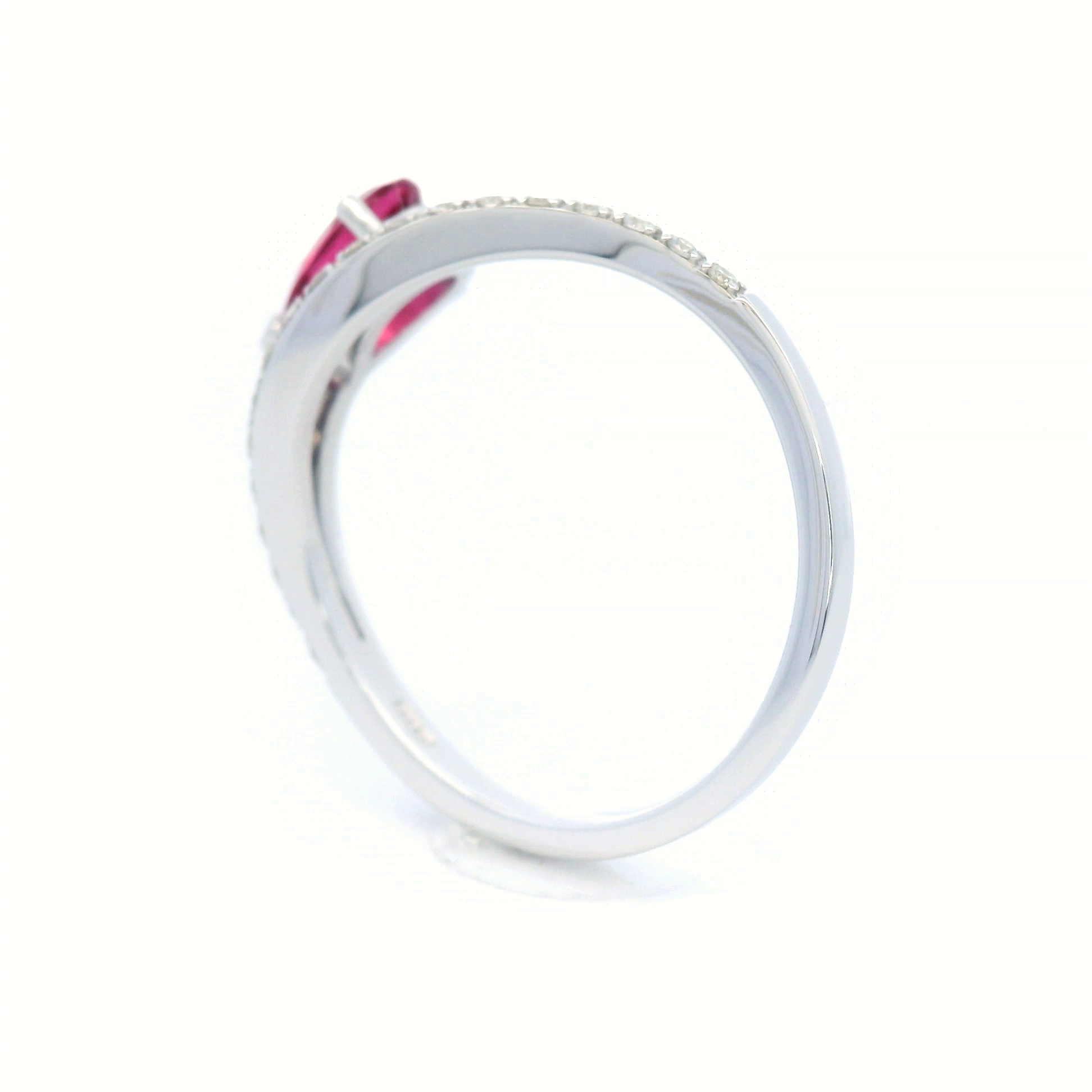 Pink Tourmaline Dress Ring with Diamond and Set in White Gold