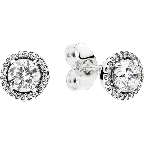 Classic Elegance Silver Earring Studs w Clear CZ