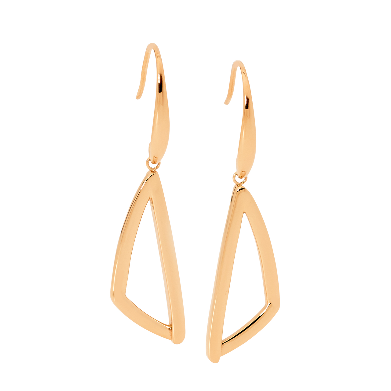 Ellani Sterling Silver  Open Triangle Drop Earrings