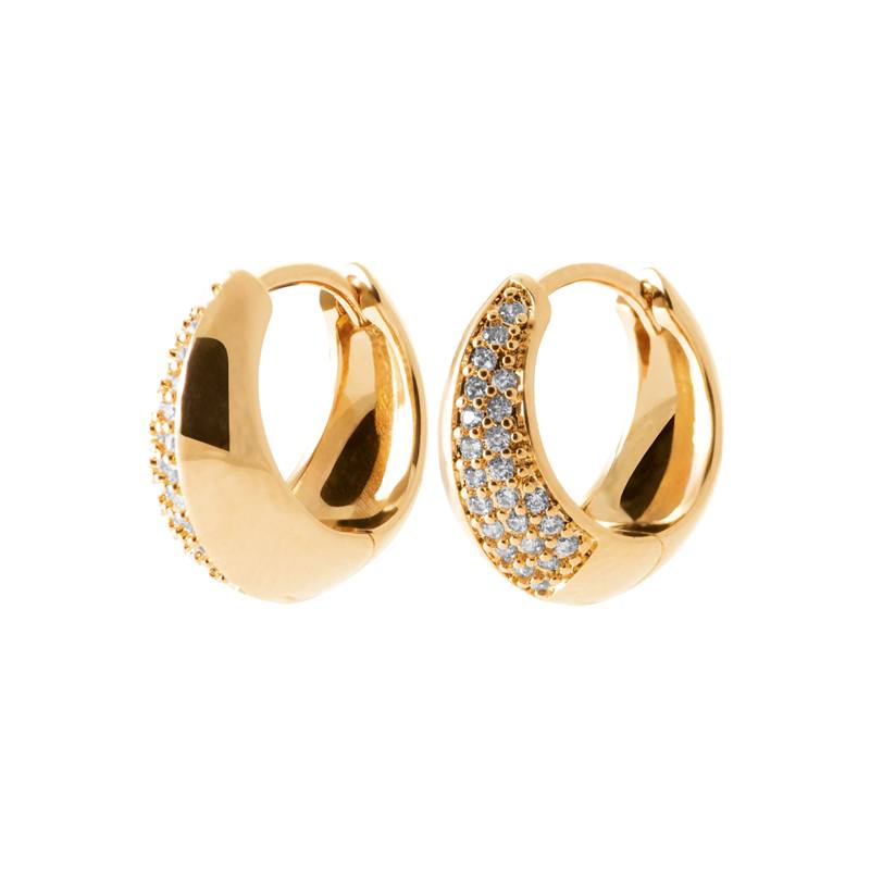 18K Gold-Plated Graduated Pavé Hoop Earrings