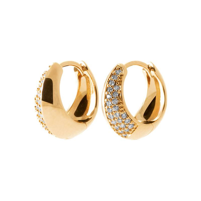 18K Gold-Plated Graduated Pavé Hoop Earrings